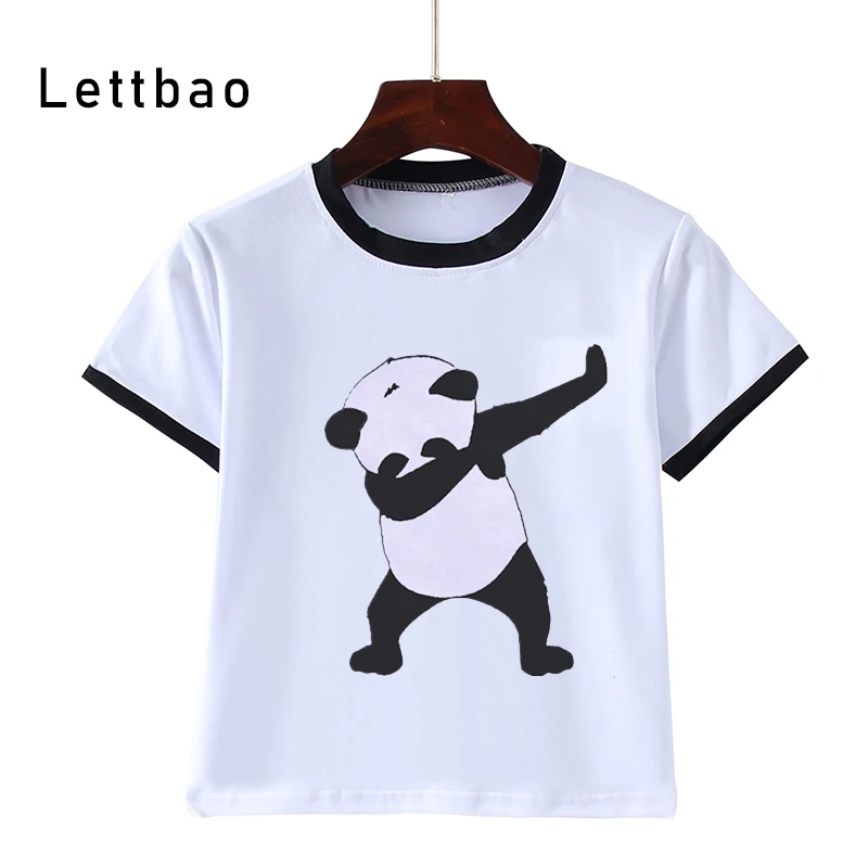 

Забавная Милая футболка с рисунком панды для мальчиков, новинка 2022, одежда для маленьких девочек, модная футболка с коротким рукавом и принт...