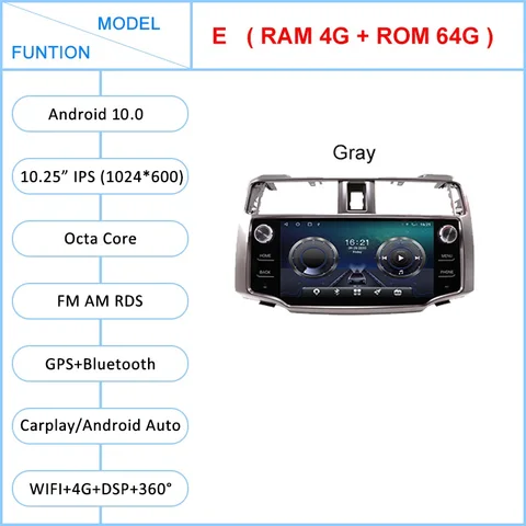 Автомобильная магнитола 10,25 дюймов, Android 10,0, для Toyota 4runner, 4runner, 2010-2015, GPS-навигация, стерео, мультимедийный плеер, экран, головное устройство