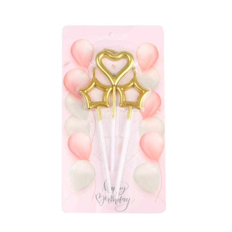 Звезда сердце день рождения сверкающая свеча романтическое украшение торта торт