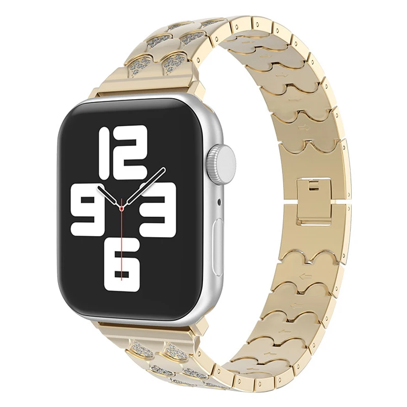 Stainless Steel Strap For Apple Watch band 7 45mm 41mm 44mm 40mm 42mm woman Diamond Metal watchband Bracelet iwatch 4 5 6 SE 7