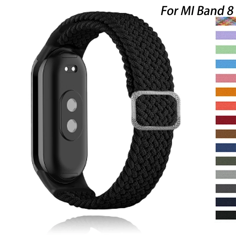 

Strap for Xiaomi Mi Band 8 NFC Elastic adjustable Nylon Braided Solo Loop Replacement Watchband bracelet correa cover Miband 8
