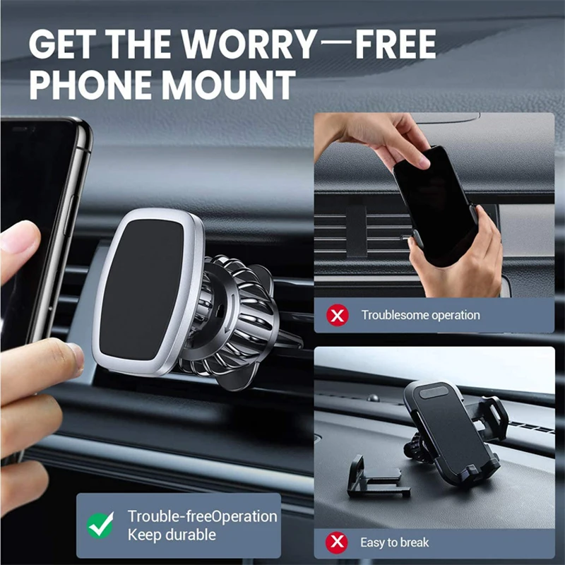 Strong Magnetic Car Phone Holder Mount Car Vent Phone Mount 360 Rotate Arm Auto Cell Phone Holder for Car Phone Bracket Stand images - 6