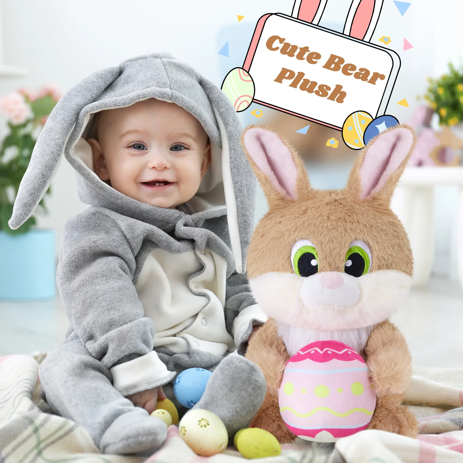 25 см милый Пасхальный кролик плюшевые игрушки мягкий с пасхальным яйцом мягкая