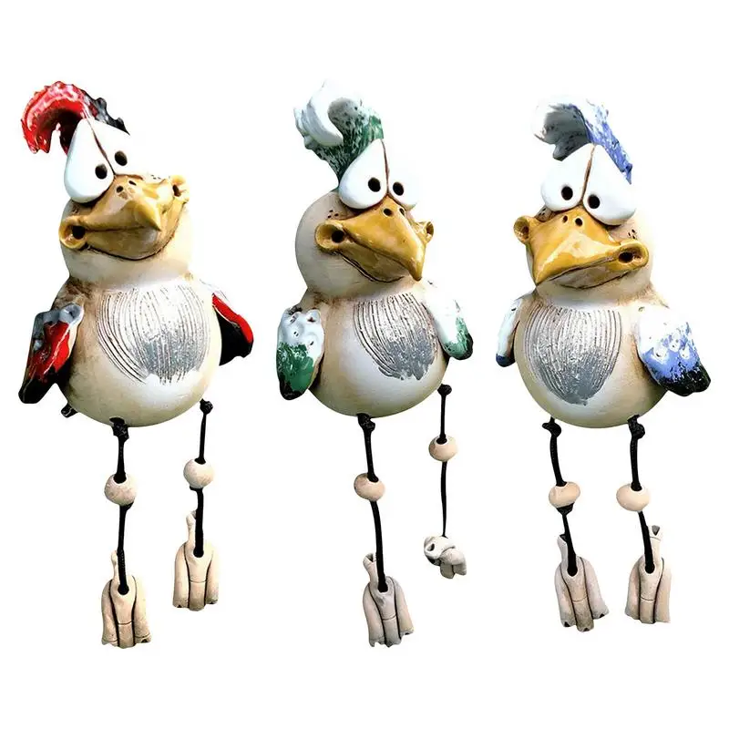 

Easter Resin Daze Rooster 3Pcs Funny Garden Chicken Statue Ornaments Wacky Rooster Yard Figurine Home Sculpture Decoration For