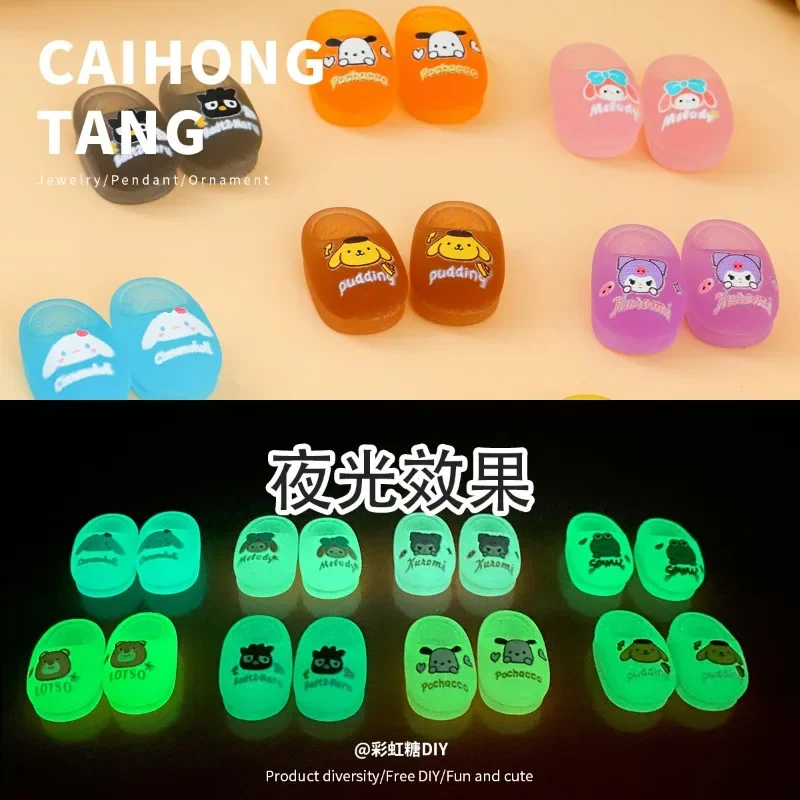 Новые тапочки Miniso Sanrios Kuromi Hello Kitty миниатюрные светящиеся аксессуары из смолы