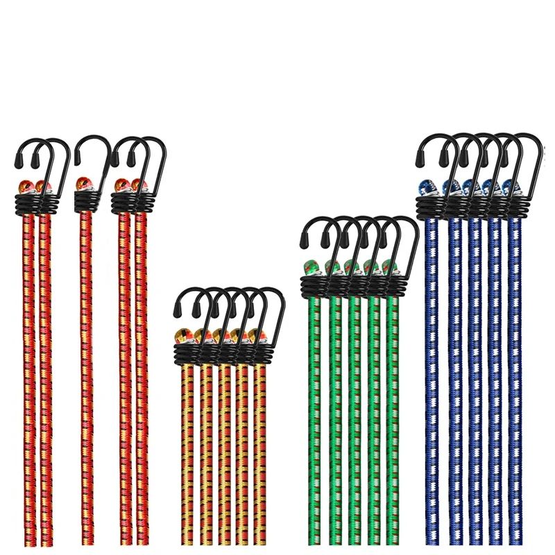 

20 Piece Bungee Cords Elastic Luggage Rope Heavy Duty Assorted Bungee Cord Pack With Hooks, With Carabiner Clips