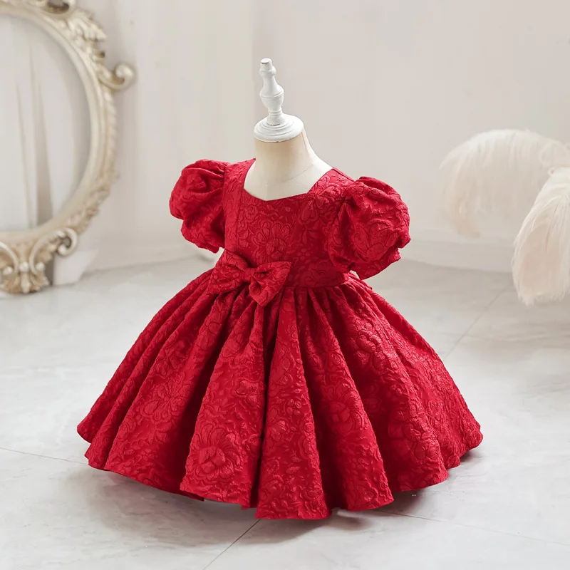 

Girl's Dress Printing High-end Runway Show Princess Dress Net Yarn Flower Puffy Dress Skirt Bow Piano Performance Dress Vestidos