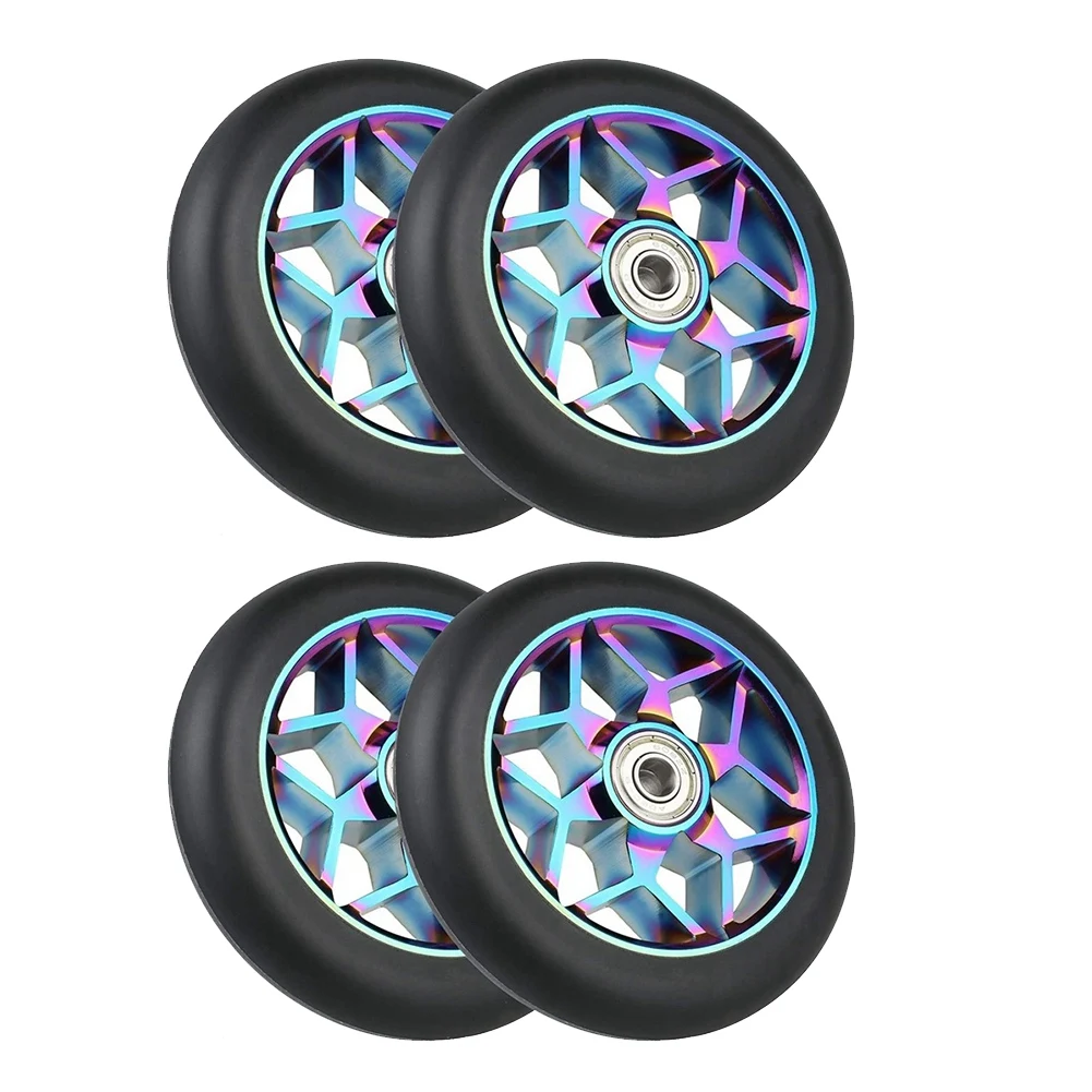 

4 Pcs 110mm Scooter Replacement Wheels with Bearing Stunt Scooter Pu Wheels for Rocking Cars, Extreme Cars, Scooters
