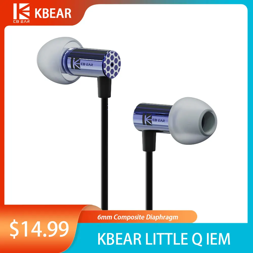 

KBEAR Little Q Wired Best In Ear Hifi IEM Earphone Monitor Aluminum Alloy 6mm Composite Diaphragm Sleep Headphone with Mic