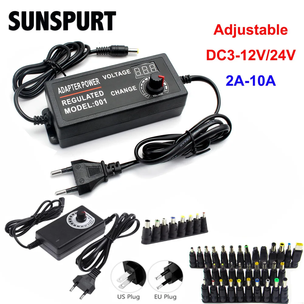 Adjustable AC To DC Power Supply 3V 5V 9V 12V 15V 18V 24V 1A 2A 5A 10A Power Supply Adapter Universal AC100-240V To 12V Adapter