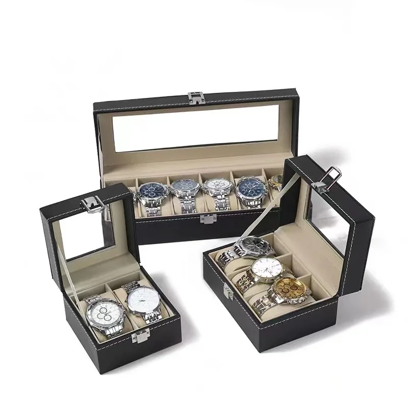 2/3/4/5/6/8/10/12Girds Watch Cases Storage Boxes Watch Organizer Case PU Leather Watch Display Jewelry Box caja para relojes