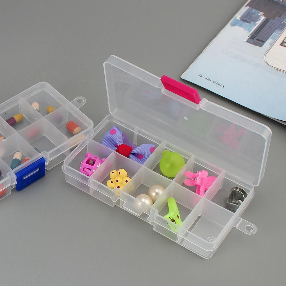 

Прозрачная шкатулка для ювелирных изделий, регулируемая пластиковая коробка для хранения ювелирных изделий, 10 ячеек