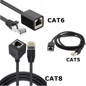 CAT 8 8P8C FTP STP UTP RJ45 Cable Male To Female High Speed Cat5 Cat 6e Screw Panel Mount Ethernet LAN Network Extension Cable