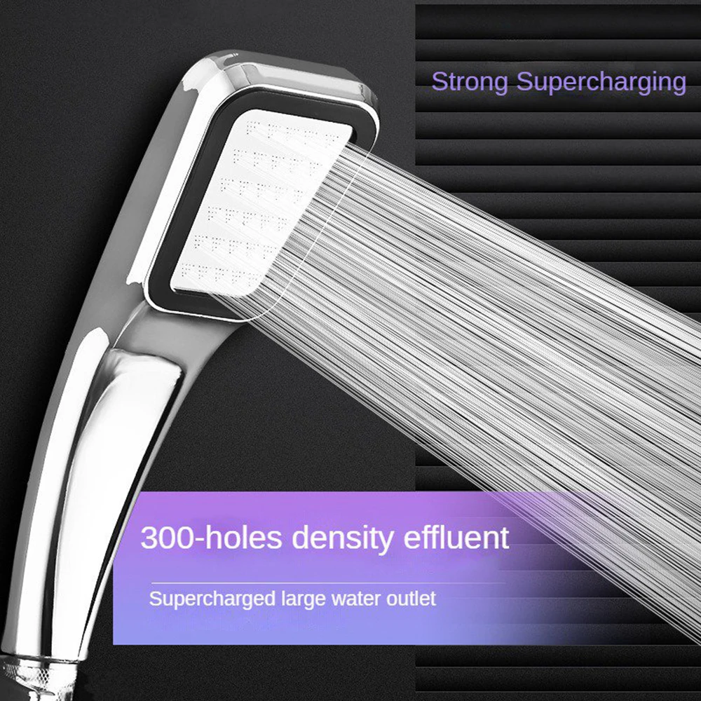 

300 Holes Handheld Pressurized Rainfall Shower Head Water Saving Square Filter Sprayer Nozzle Booster Bathroom Shower Accessory