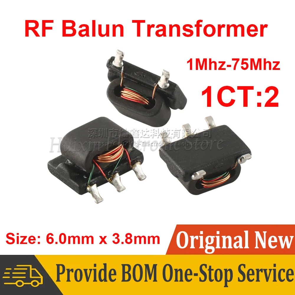 

2PCS SMD Micro B5F Type 1CT:2 with Tap 1MHz-75MHz RF Signal Balun Tranformer Balance Unbalance Unbalanced Balanced Mixer
