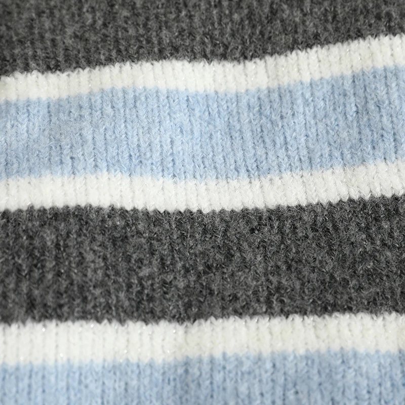 Yi + флисовый шерстяной свитер в полоску для женщин 2024 зимний пригородный с