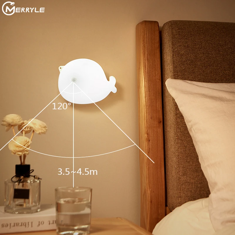 

Креативный ночник в виде дельфина для детей, детский подарок, сенсорная настенная лампа с зарядкой и датчиком движения, светильник льник дл...