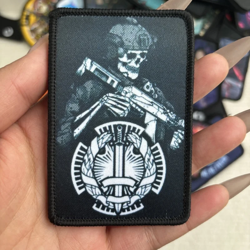 Тактическая нашивка Гром череп мораль печатная эмблема на липучке военный