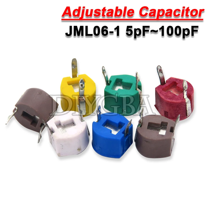 10 шт., регулируемый конденсатор DIP JML06-1, 5 пФ, 10 пФ, 20 пФ, 30 пФ, 40 пФ, 60 пФ, 50, 70 пФ, 6 мм, 5 пФ ~ 120 пФ, триммер с переменной емкостью