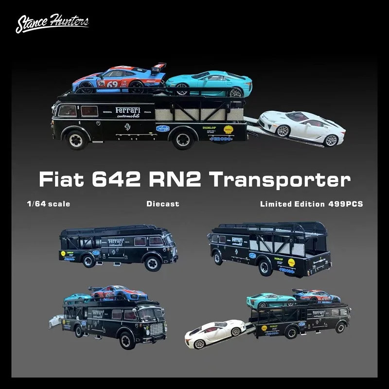 

Stance Hunters SH 1:64 FIAT Bartoletti 642 RN2 1957 trailer transport truck Black Diecast Model Car