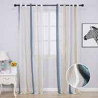 white blue striped chenille tulle curtains for living room bedroom sheers curtain drapes for windows