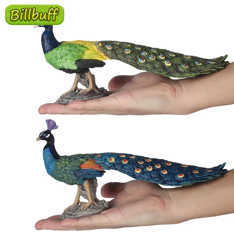 25cm Realistic Wild Animals Solid Peacock Figurines ABS Action Figures Model Collection Educational Toys ​for children Kids Gift