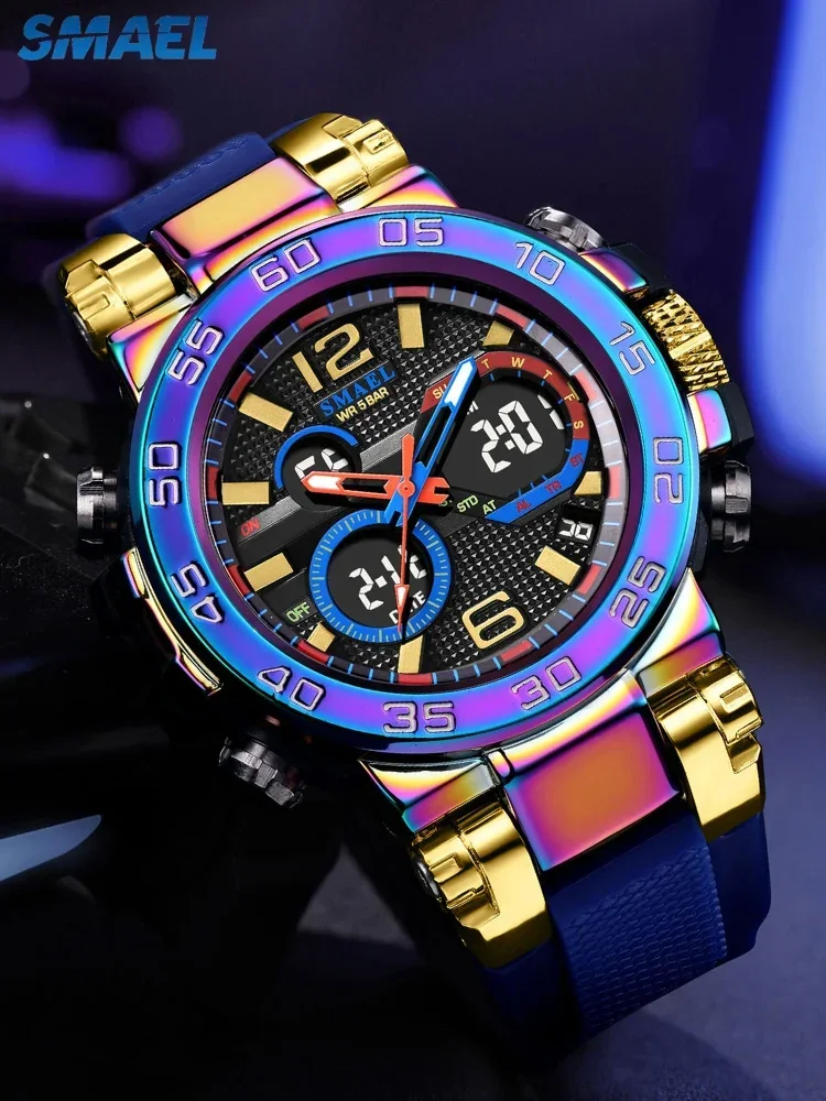SMAEL Мужские Цифровые Наручные Часы Светящиеся Водонепроницаемые Спортивные
