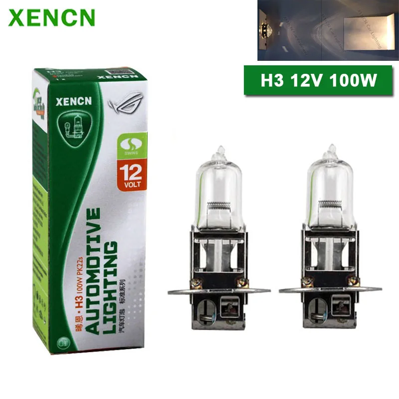 

XENCN H3 Pk22s 12V 100W Clear Series 3200K Original Halogen Headlight Auto Bulbs Standard Light OEM Quality Car Lamp (2pcs)