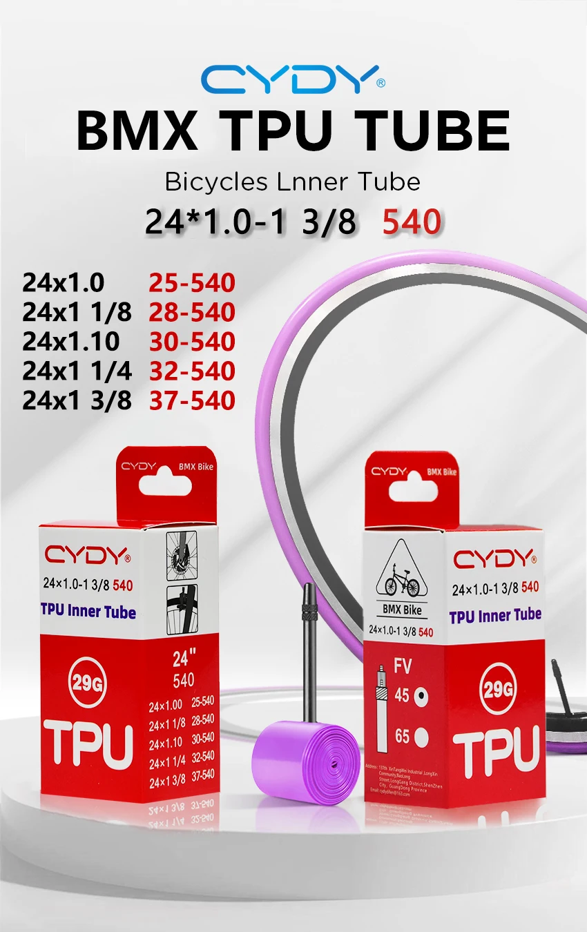 29G CYDY BMX Велосипедная камера из ТПУ 540 24x1,0 1 18 1,1 1 14 1 38 Шина FV Длина 45 мм65 мм Шина penu Велосипедные детали (art.: 3920cfd46e1ea) - 3920cfd46e1ea