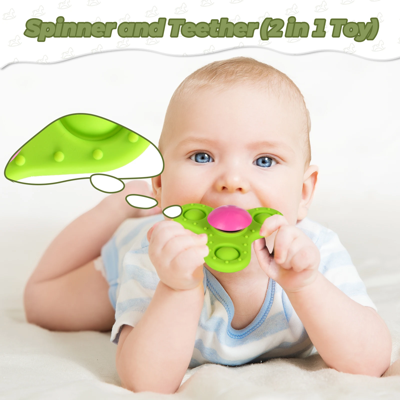 Suction Cup Spinner Fidget Toys Safe Baby Teethers Strong Bath Spinning Dimple Fidget Sensory Toys for Toddlers Girl and Boy
