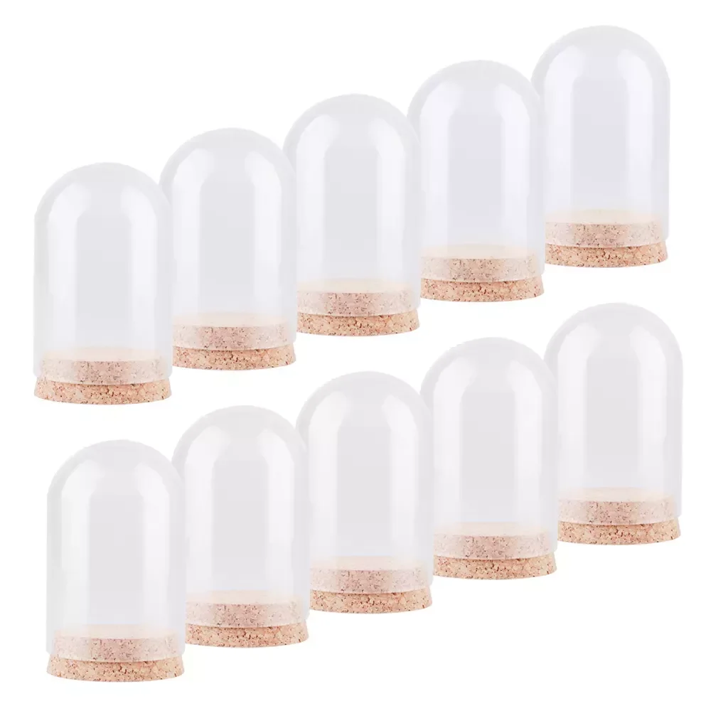 

10Pcs Mini Clear Glass Hemisphere Cover Dome Cabochon With Cork Table Decor for Mini Landscape Ornament