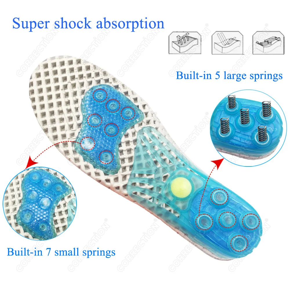CORRECTION Spring Orthopedic Insoles Arch Support Cushion Sport Insoles Orthopedic Shock Absorption Running Shoe Sole Pad Unisex