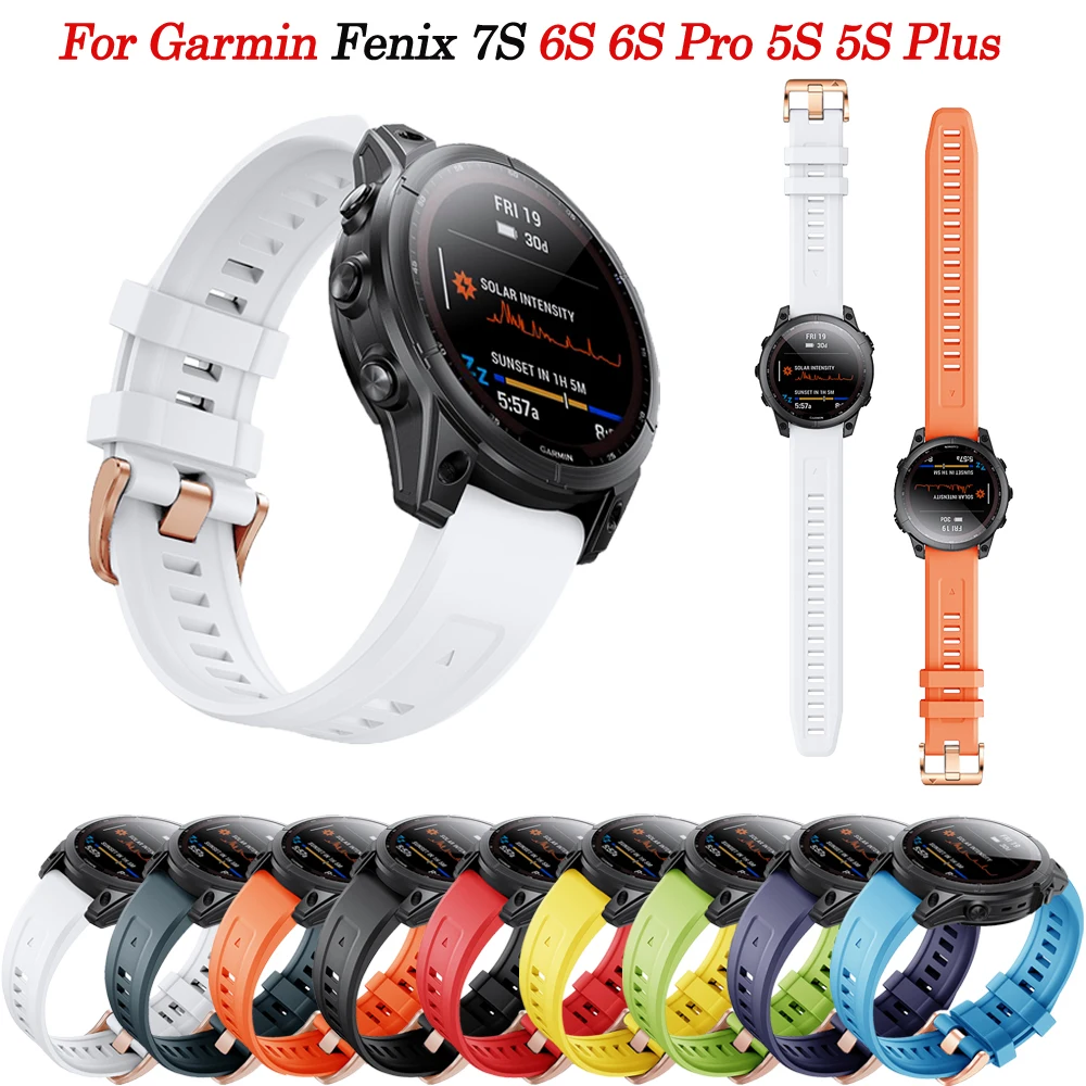 

Silicone 20mm Smart Watch Band Replacetment For Garmin Fenix 7S 5S Plus 6S Pro Strap For Instinct 2S/Descent Mk2S Smartwatch Bel