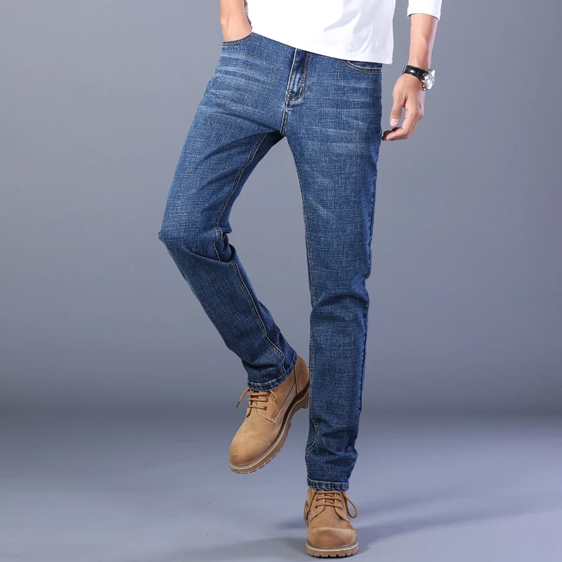 Thoshine Brand Summer Men Thin Jeans Slim Fit Fashion Style Denim Straight Pants Cowboy Casual Trousers Lightweight