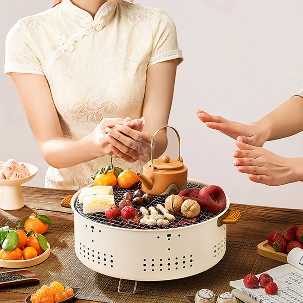 Портативная Круглая Плитка Для Гриля С Древесным Углем Многофункциональная