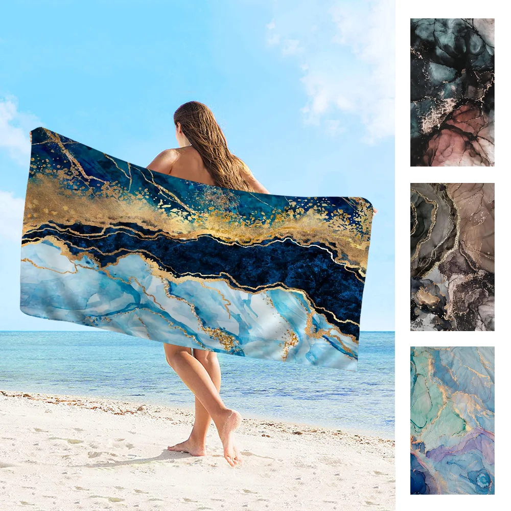 Мраморное цветное полотенце из микрофибры быстросохнущее