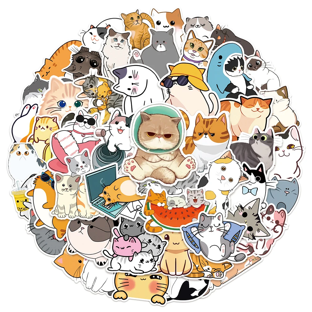 

10/30/50 шт. милые Мультяшные наклейки с кошками, наклейки, украшения для ноутбука, ноутбука, телефона, чемодана, велосипеда, скейтборда, детские...