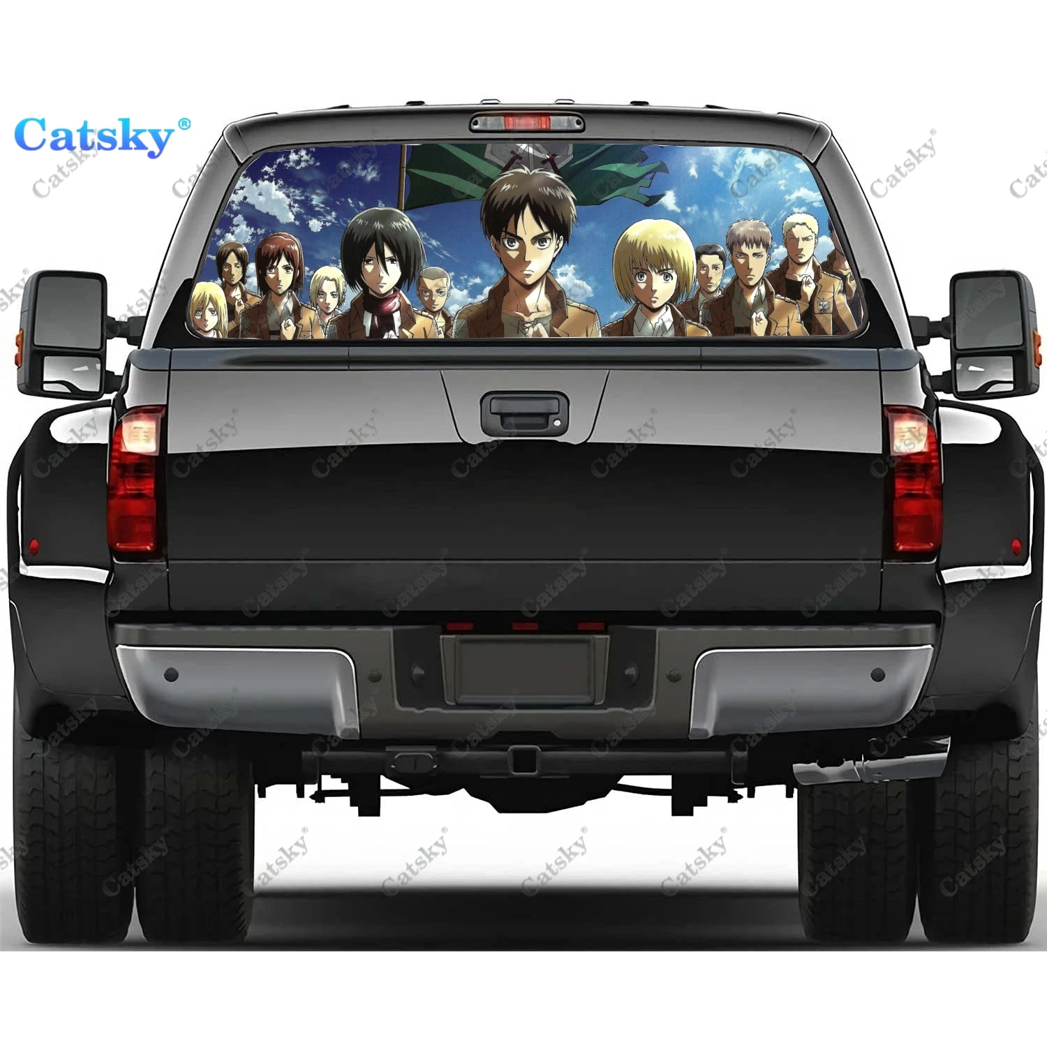 

Наклейки на заднее стекло «атака на Титанов» для грузовиков, наклейка на окно пикапа, тинт для заднего стекла, графические перфорированные виниловые наклейки для грузовиков