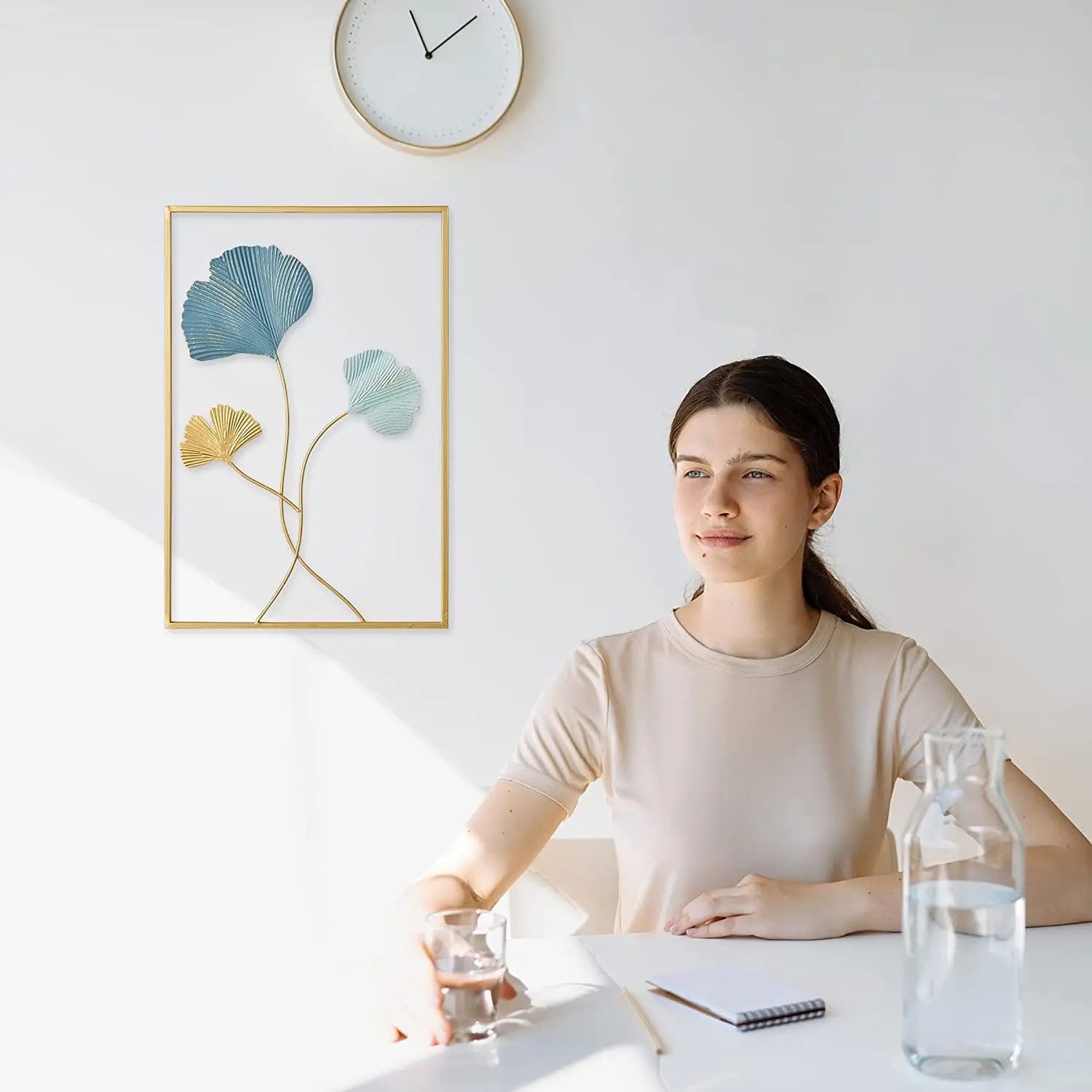 Скандинавский Золотой гинкго билоба настенный Декор Аксессуары железная