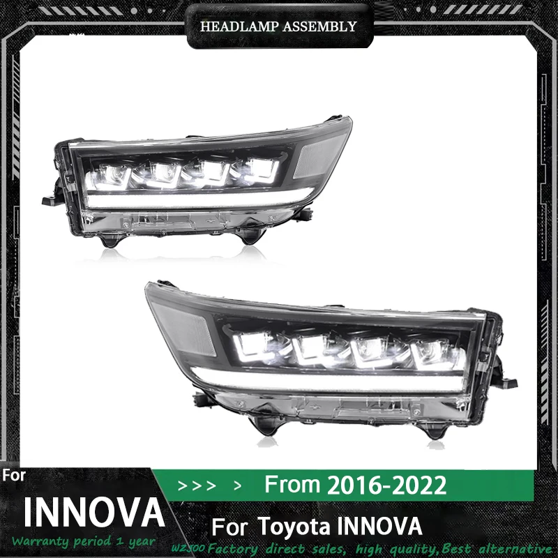 Фото Фара для Toyota INNOVA, светодиодные фары 2016-2022, передние ДХО, ближний и дальний свет, динамические указатели поворота, комплект №1