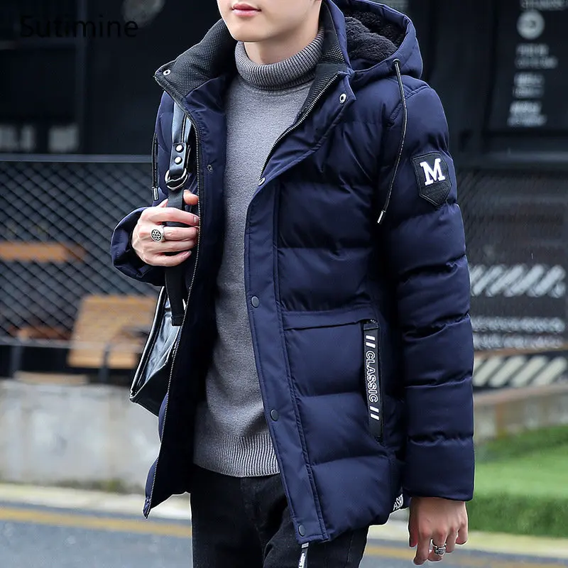 Coat Men Winter Casual Zipper Korean Casual Coat Slim Warm Cotton Padded Jacket Thickened Down Jacket Hooded Button Men Clothing