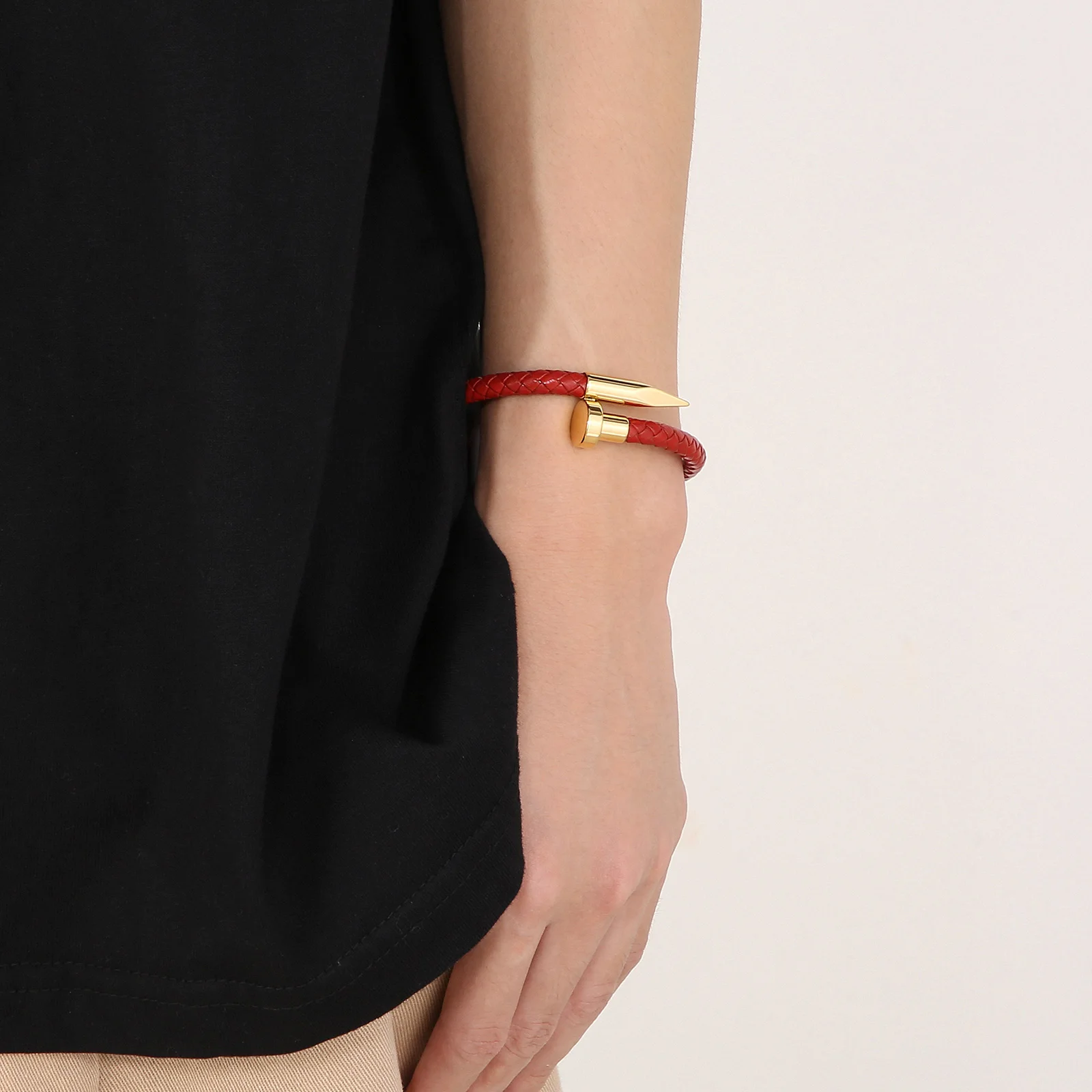 Fongten универсальный стильный браслет из нержавеющей стали с головкой ногтя для