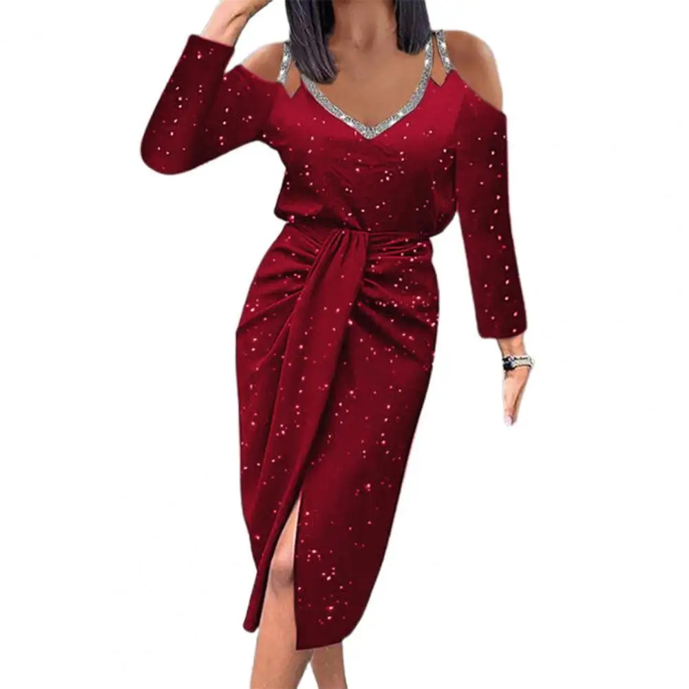 

Lady Elegant Midi Dress Set Women Hollow Out Dot V Neck Contrast Colors Spring Sexy Bodycon Dresses for Women 2022 Prom