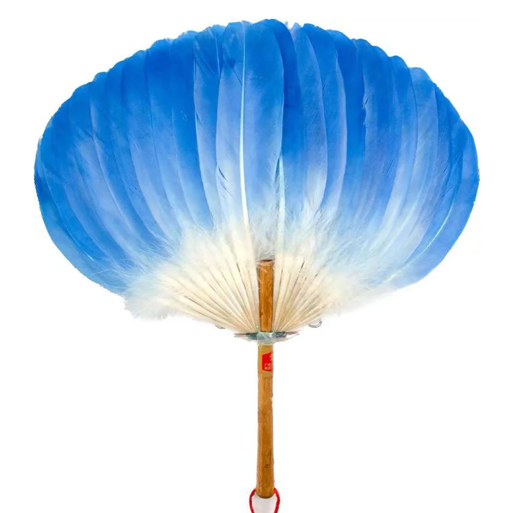 

1 шт. Новый веер из синего дикого гусиного пера для выступлений на сцене, фестивале, яркий декор, характерный шлейф, аксессуар для одежды веера