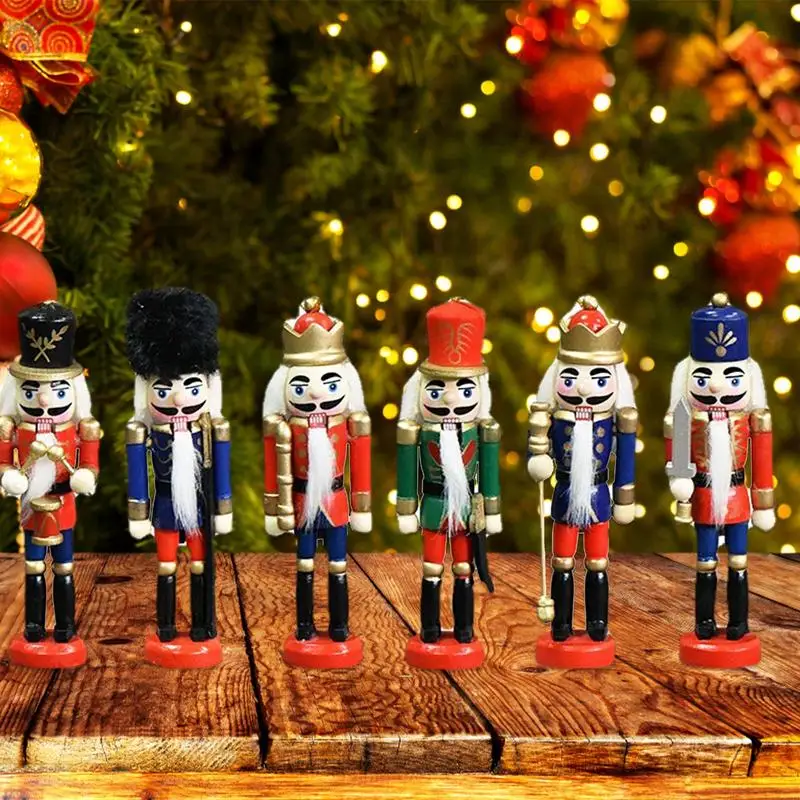 

6pcs/set Wooden Nutcrackers Christmas Decorative Nutcracker Party Decor King And Soldier Nutcracker Puppet Christmas Gifts