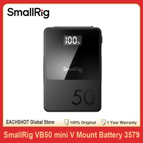 SMALLRIG V Mount Battery VB50 50 Втч 3400 мАч V Lock Аккумулятор с выходом 45 Вт USB-C D-TAP USB-A Двойные порта постоянного тока для видеокамеры