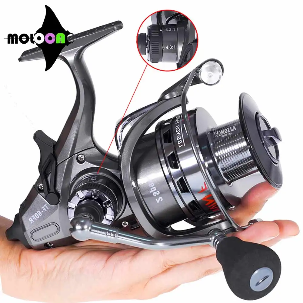 Double Brake Fishing Reel Spinning Two Speed 6.3:1/4.3:1 Drag 20kg Coil Open Face Carretilha De Pesca Carp Molinete Equipament