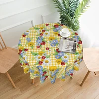 yellow gingham floral decorative tablecloth oil proof water resistance tablecloth for kitchen restaurant party study60 in