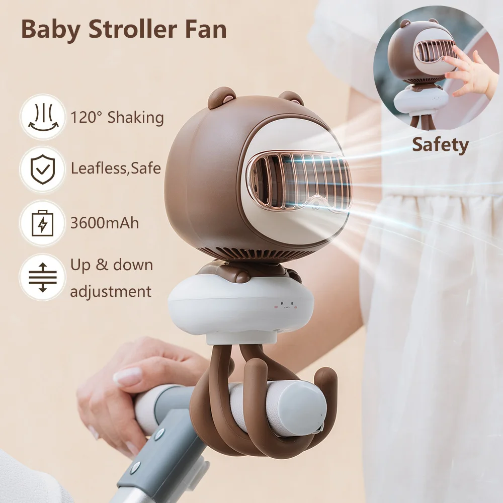 

USB Baby Stroller Fan 3600mAh Battery Wireless Electric Air Cooler Hand Portable Bladeless Rechargeable Mini Car Ventilator Fans