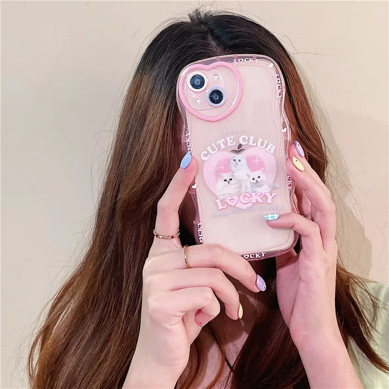 

Ins Cute girl, loving kitten Phone Case For iphone 11 12 13 Pro Max XS X XR Fashion new products
